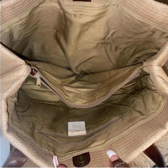 Liz Claiborne Tan and Brown Rafia  Tote Bag - Picture 5 of 5